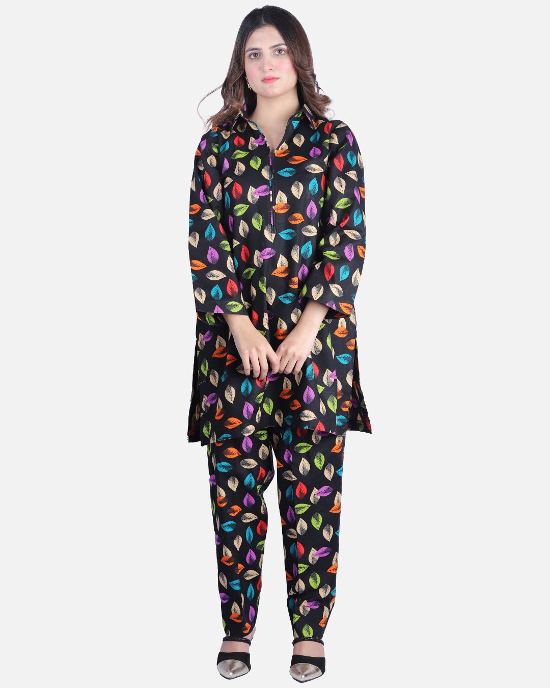 Colorful Printed Khaddar Suit