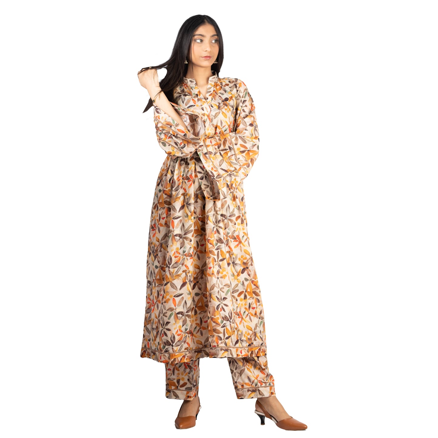 Floral Brown Frock For Women