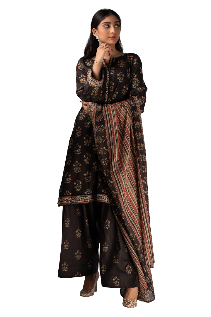 3 piece Printed Lawn Suit For Ladies