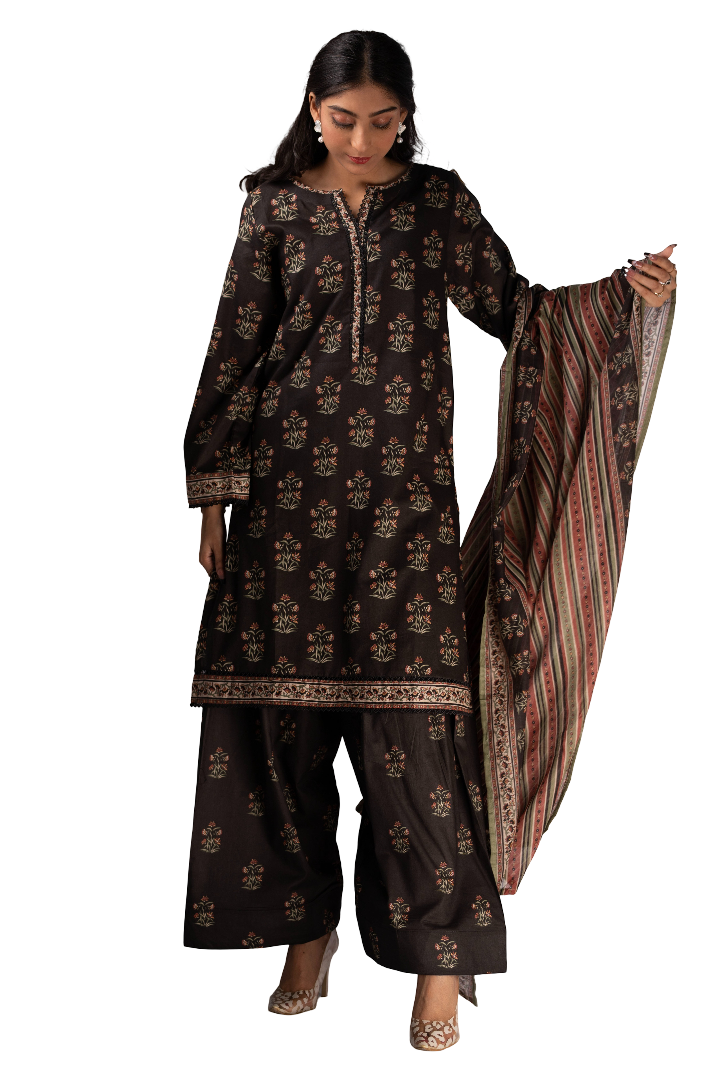 3 piece Printed Lawn Suit For Ladies