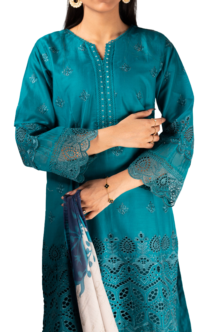 3 Piece Lawn Stitched Suit For Women