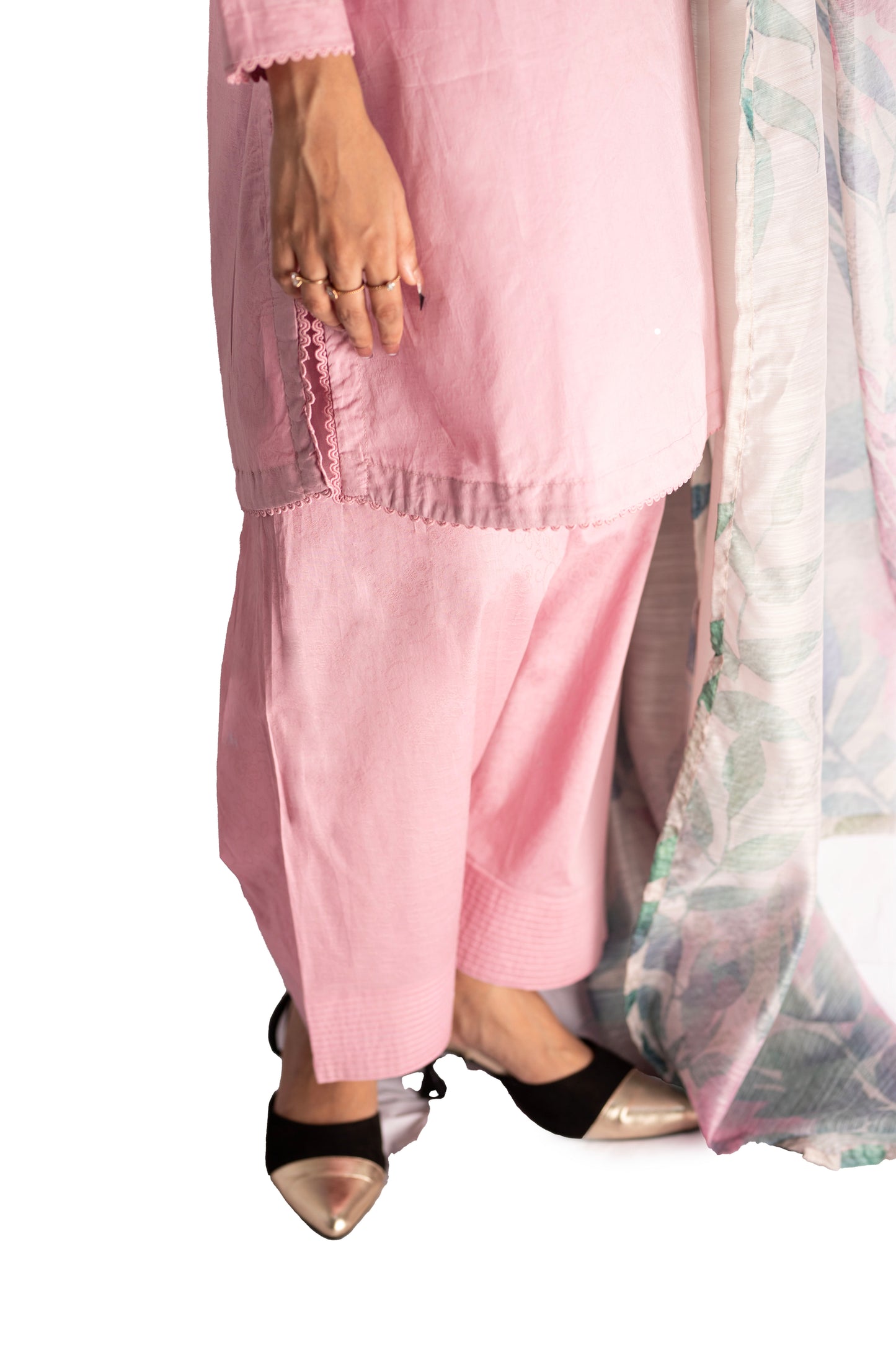 3 Piece Plain Lawn Stitched Suit With Printed Duppatta
