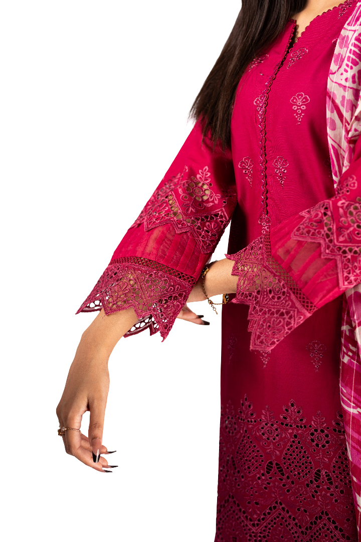 Stitched Chicken Kari Lawn Suit With Dupatta