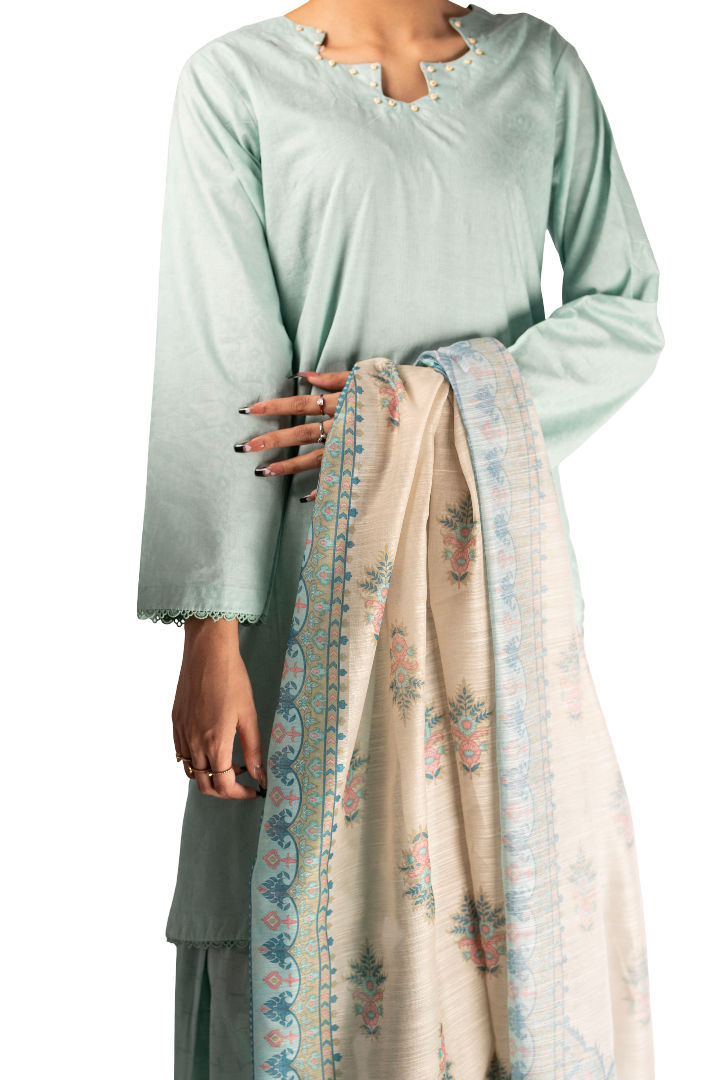 Ladies Stitched Lawn Three Piece Suit
