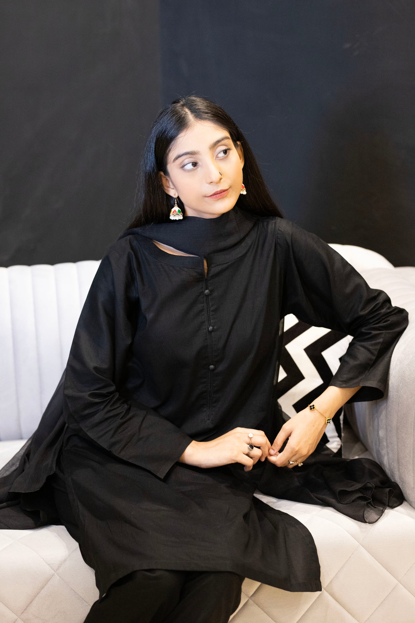 3 Pc All Black Lawn Simple Suit For Women
