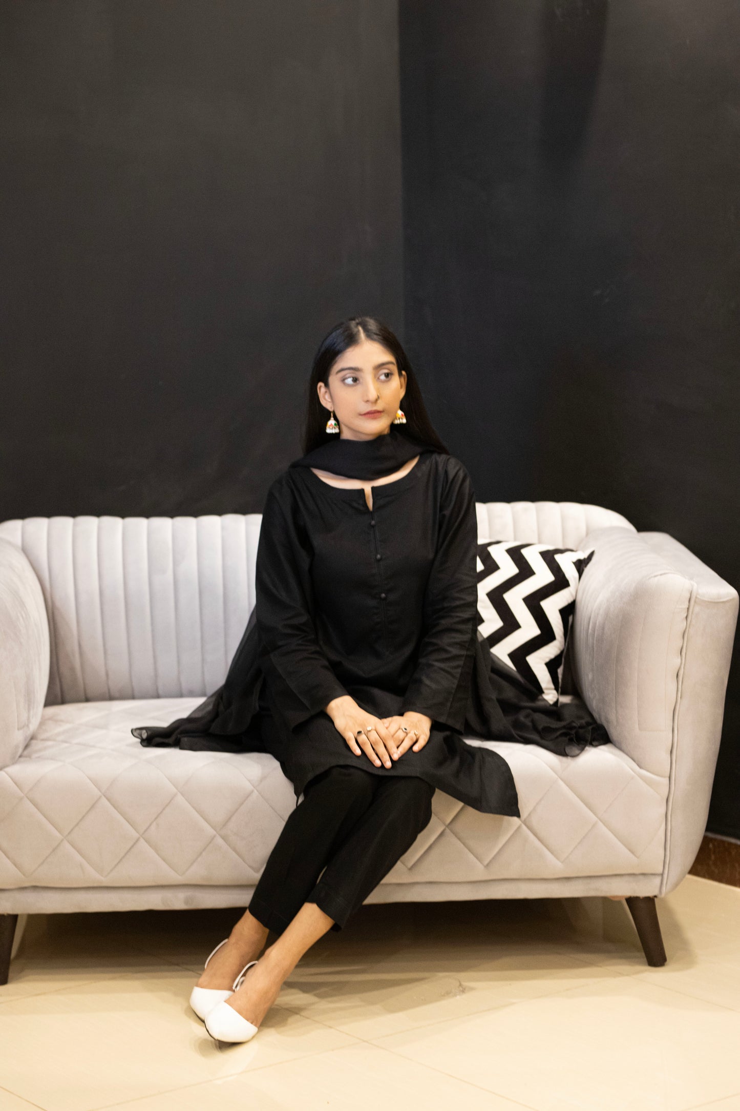 3 Pc All Black Lawn Simple Suit For Women