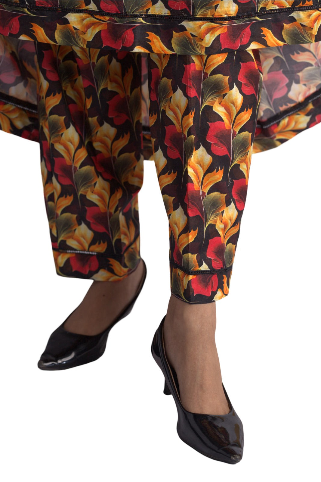 Black Stitched Folral Dress For Women