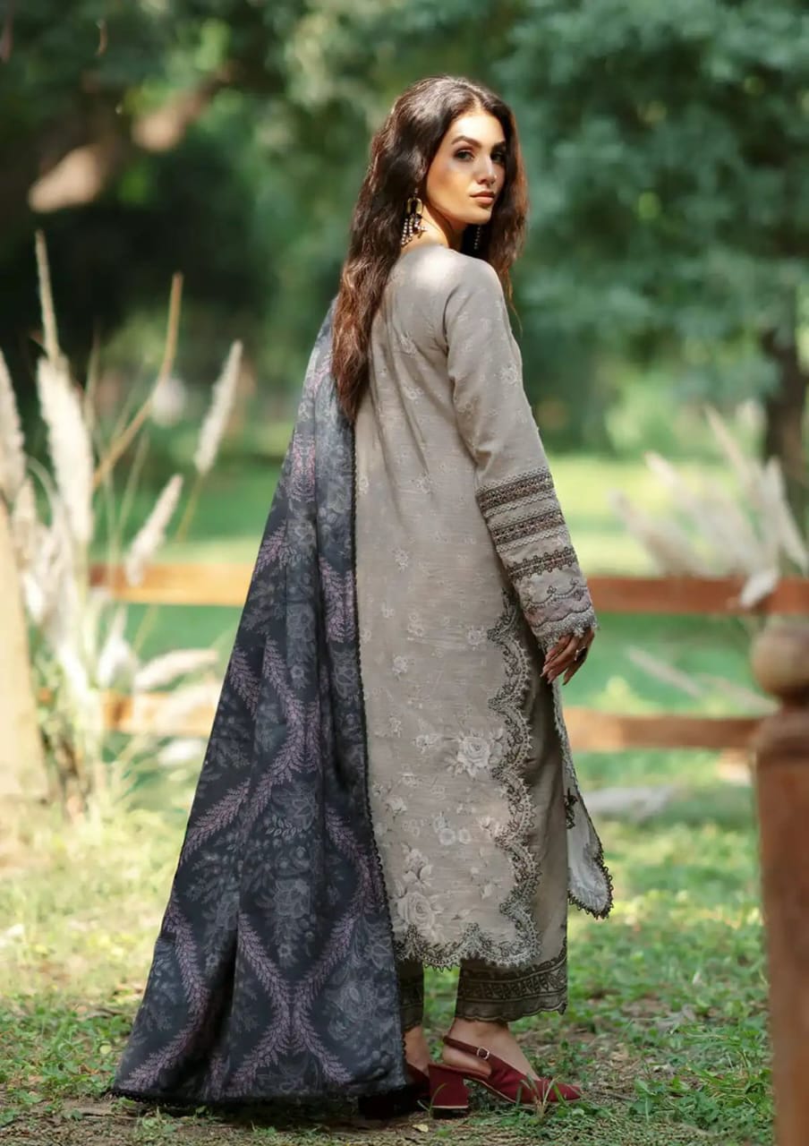 3 piece Printed Lawn with Embroidery Suit (Unstitched)