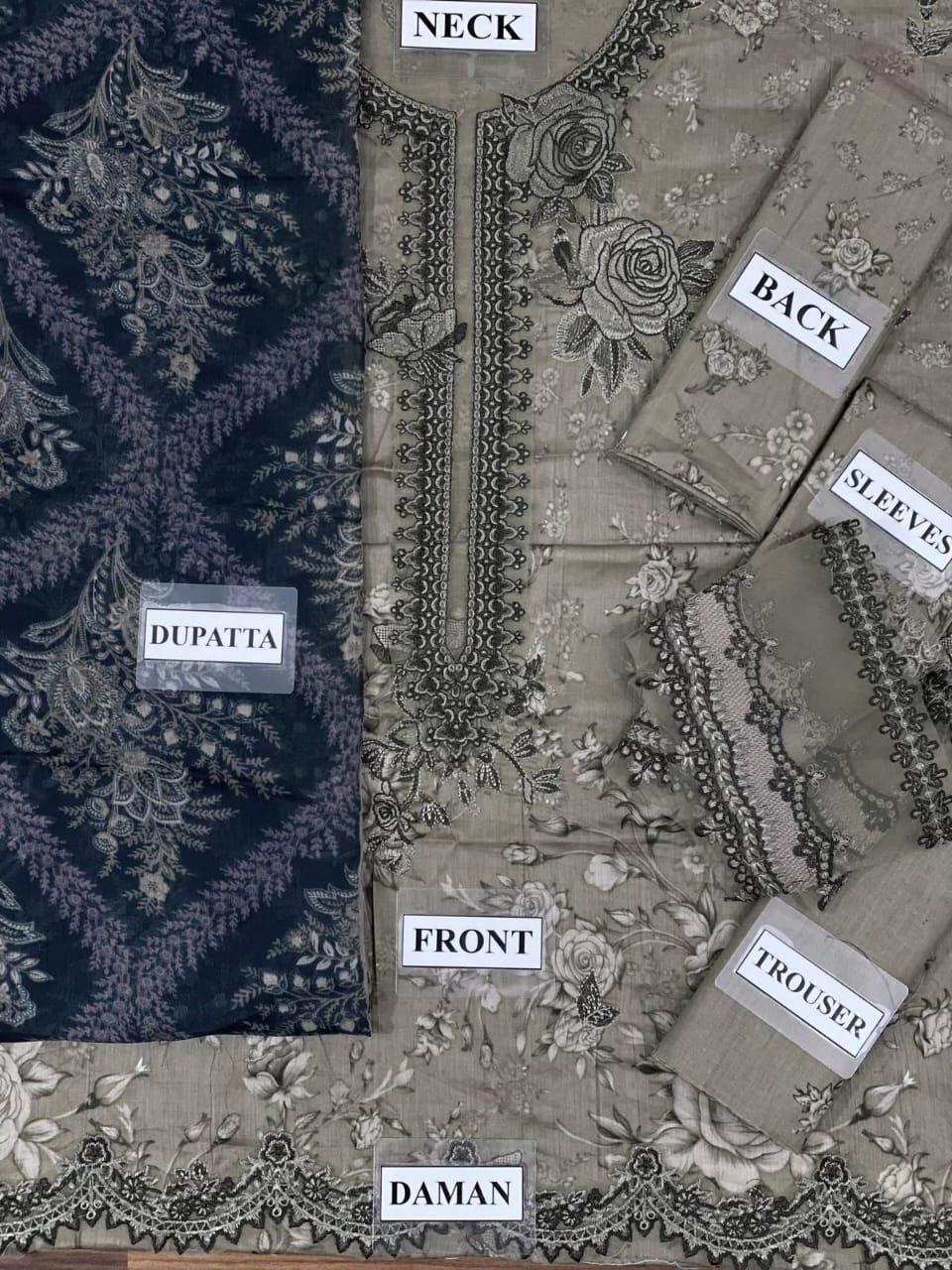 3 piece Printed Lawn with Embroidery Suit (Unstitched)
