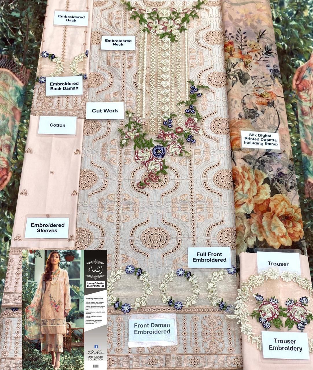 Three Piece Lawn Embroidered Suit (Unstitched)