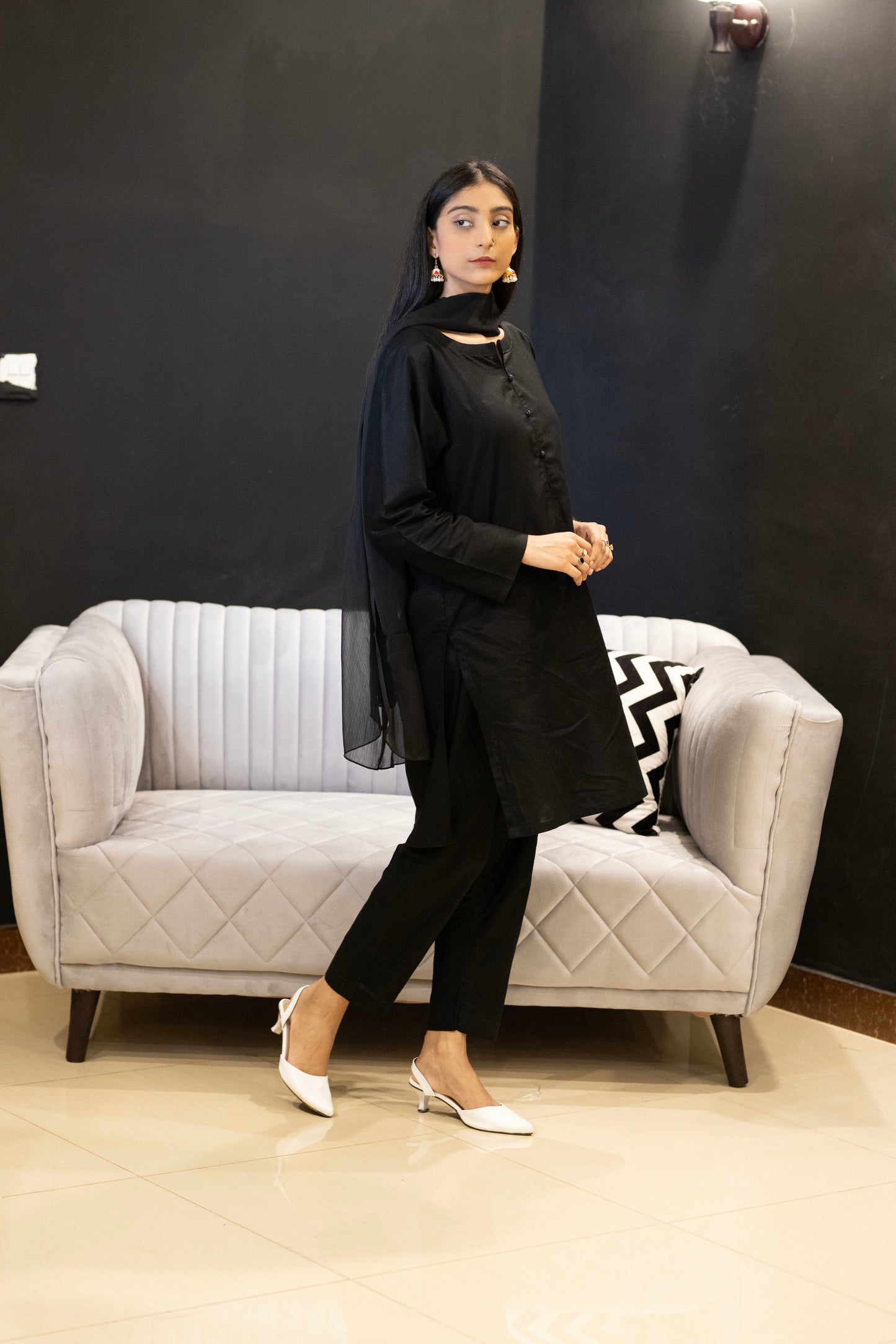 3 Pc All Black Lawn Simple Suit For Women