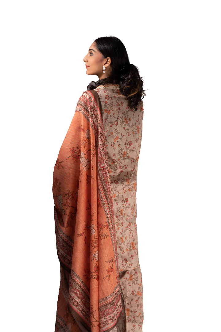 Three Piece Printed Suit For Ladies