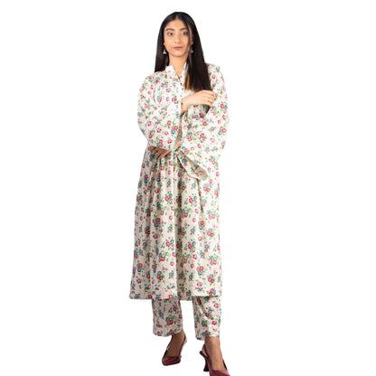 Floral Lawn Frock with Bell Sleeves