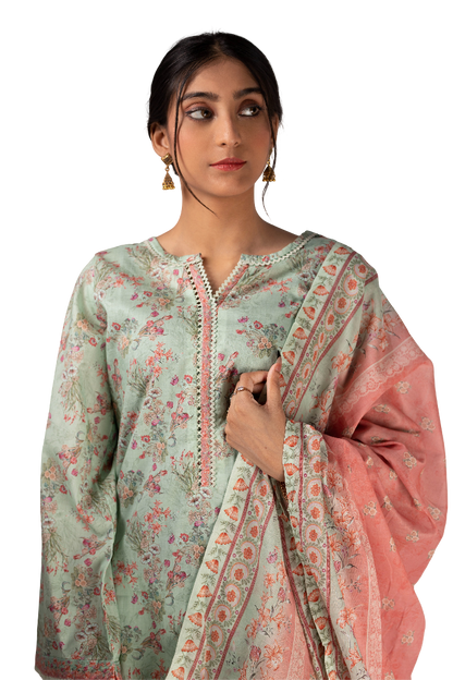 3 Piece Lawn Suit for Ladies