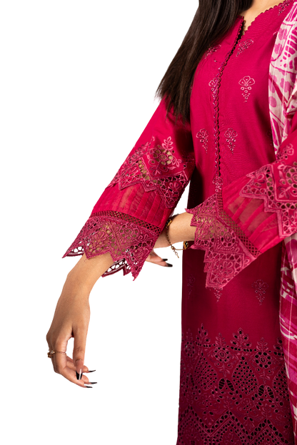 Stitched Chicken Kari Lawn Suit With Dupatta