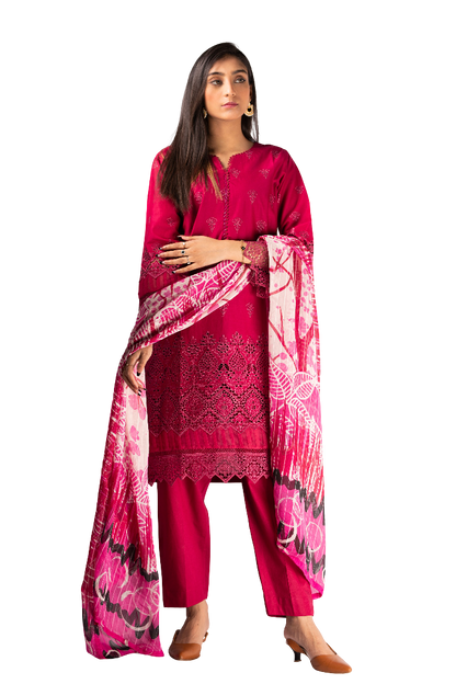 Stitched Chicken Kari Lawn Suit With Dupatta