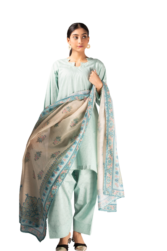 Ladies Stitched Lawn Three Piece Suit