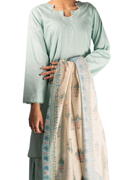 Ladies Stitched Lawn Three Piece Suit