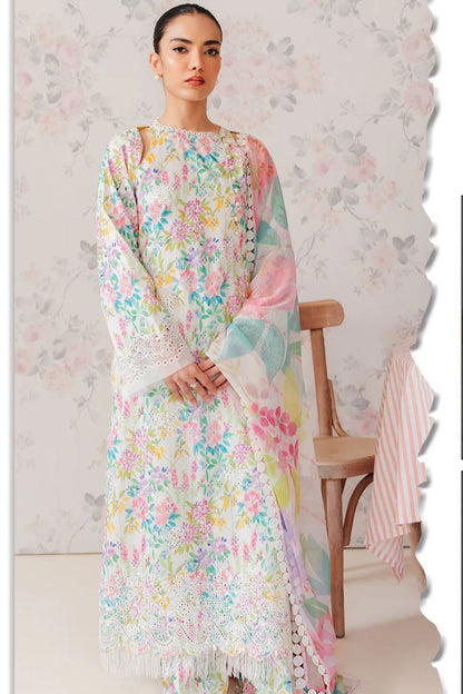 Printed Lawn with Embriodery Three Piece Unstitched suit