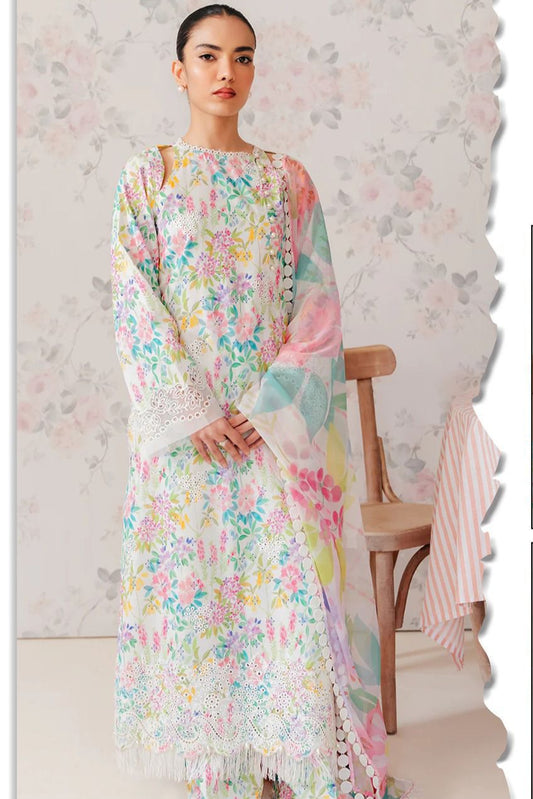 Printed Lawn with Embriodery Three Piece Unstitched suit