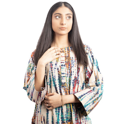 Beige Printed Khaddar Suit