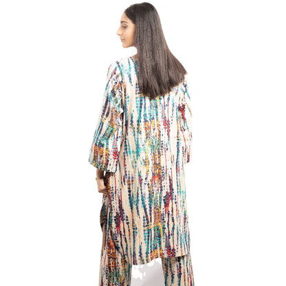 Beige Printed Khaddar Suit