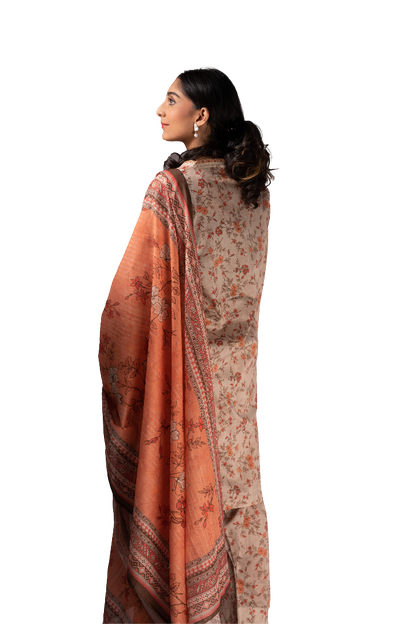 Three Piece Printed Suit For Ladies